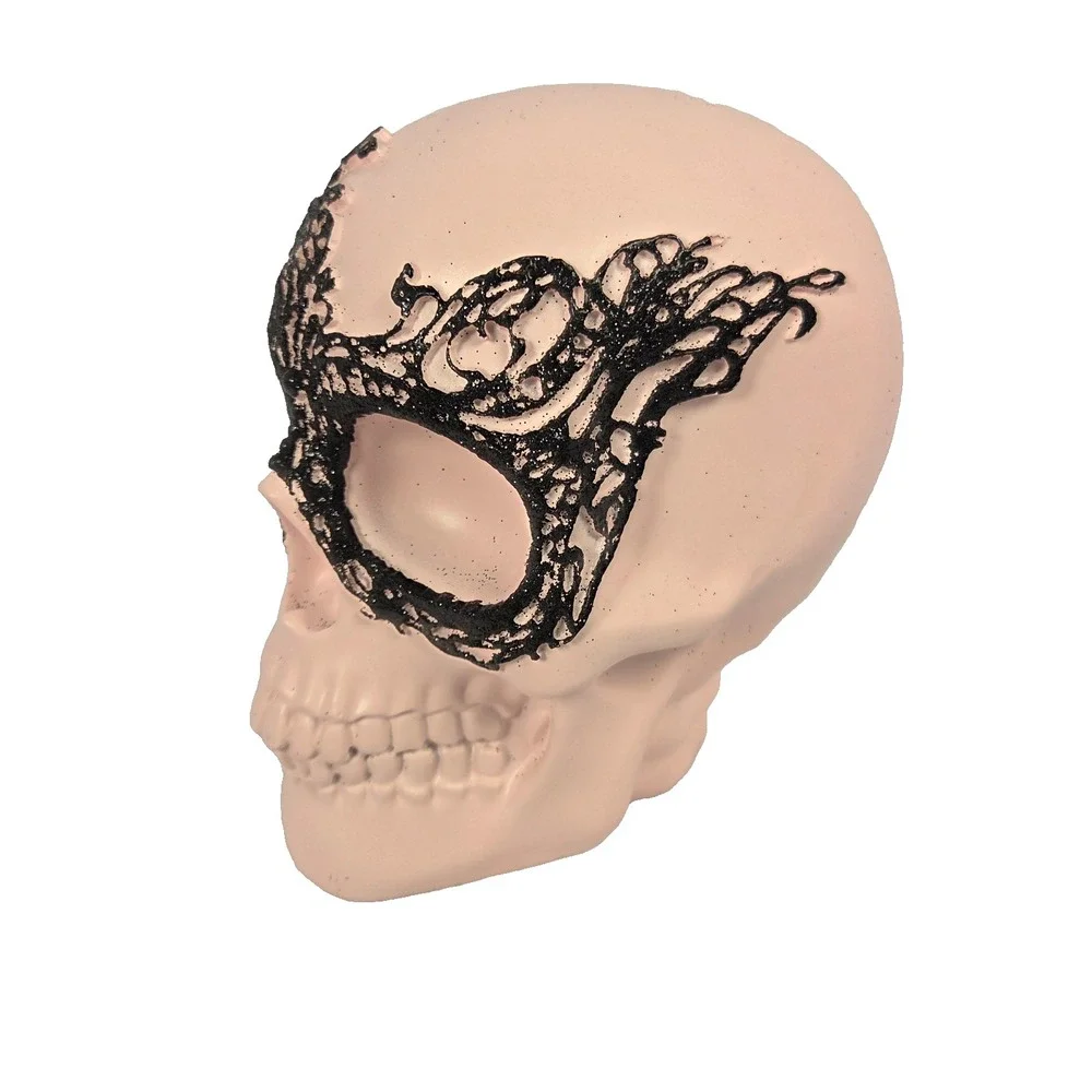 Midnight Manor Pink Skull Halloween Decor Medium Pink New Gothic Lace Mask